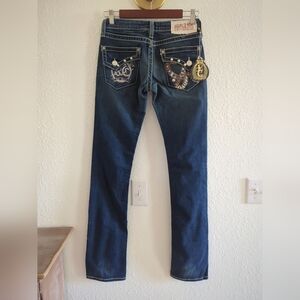 Key Closet Jeans Women Sz 26Blue KC Art Collection Y2K Denim Snake Embellished
